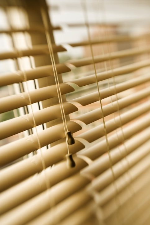 Close-up of wooden venetian blinds