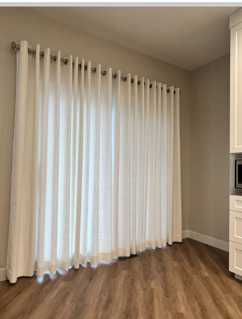 White grommet sheer curtains floor to ceiling
